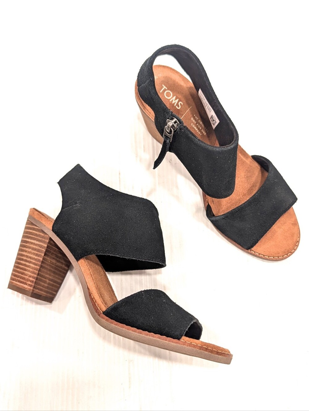 TOMS Majorca City Women's Black Cut out Block Heel Sandals Size 7.5
